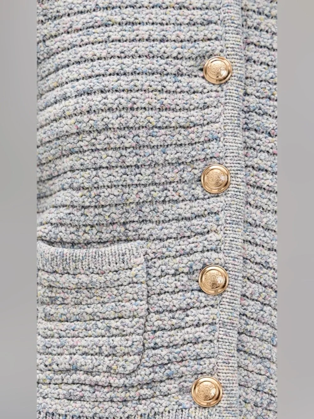 ba&sh Bash Guspa Multicolor Tweed Cardigan Jacket Gray Pastel Multi | size 1 / S - Picture 7 of 16